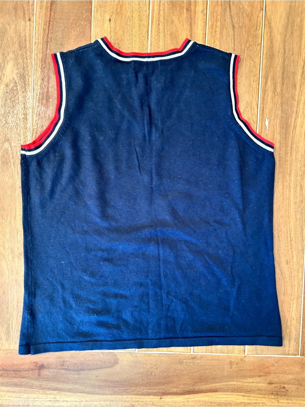 Vintage White Stag Navy Blue‎ V-Neck Tank Top Star Americana Red White Trim M - Picture 4 of 4